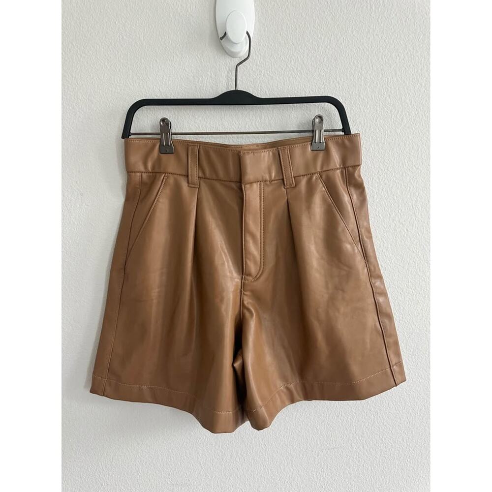 Abercrombie & Fitch Tan Faux Leather High-Waist Shorts